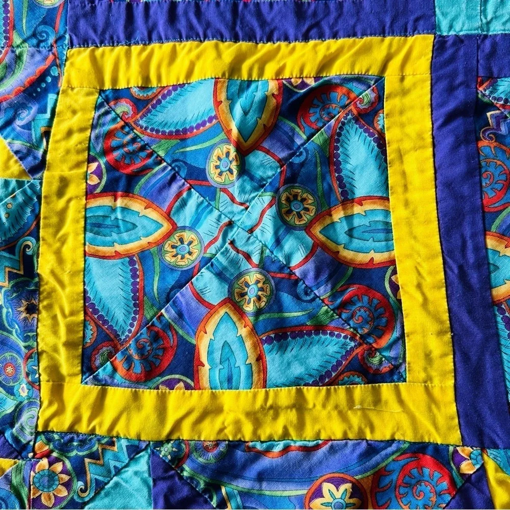 45”x45” Handmade Patchwork Cotton Quilt.